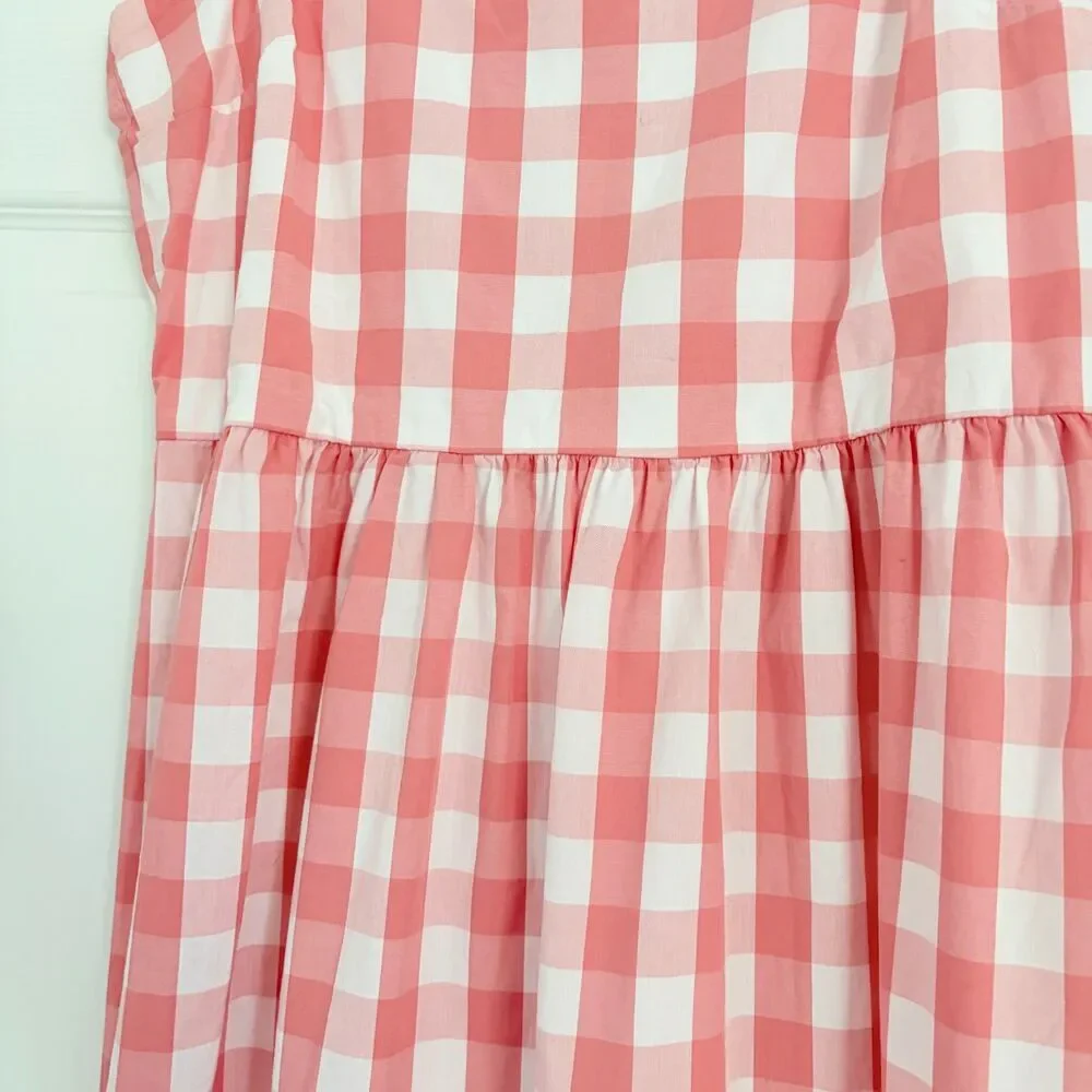 J.Crew Pink Gingham Smocked Sundress Size M Preowned Summer Cottagecore